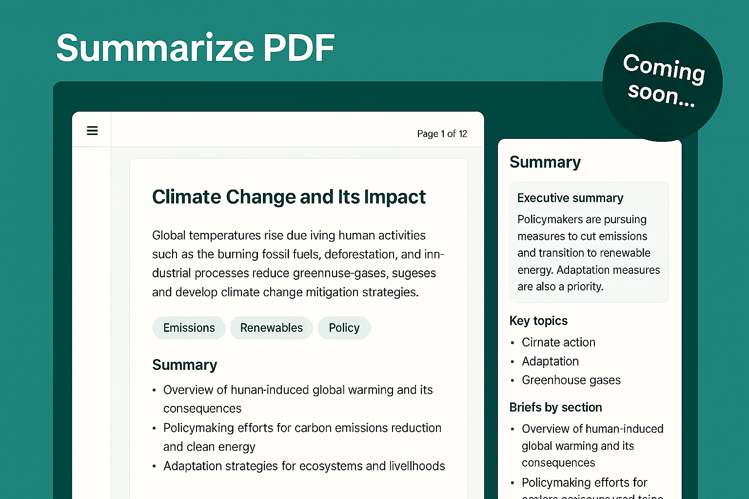 Summarize PDF β mockup